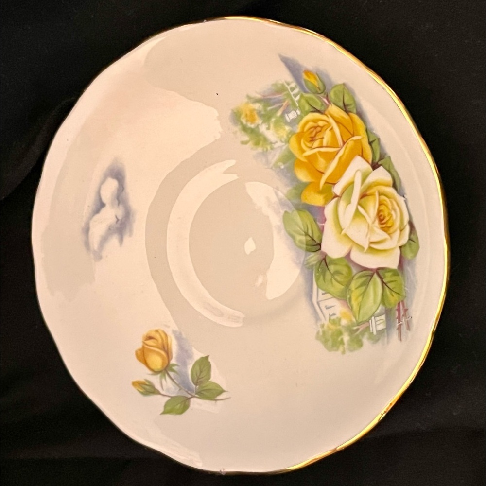 VTG Gainsborough England Fine Bone China Yellow Rose Teacup & Saucer Set Gilded - Picture 9 of 17
